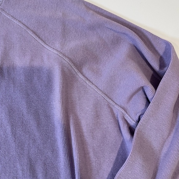 Y2K Purple Waffle Cropped Long Sleeve Top fall minimal preppy coquette retro - Picture 4 of 7